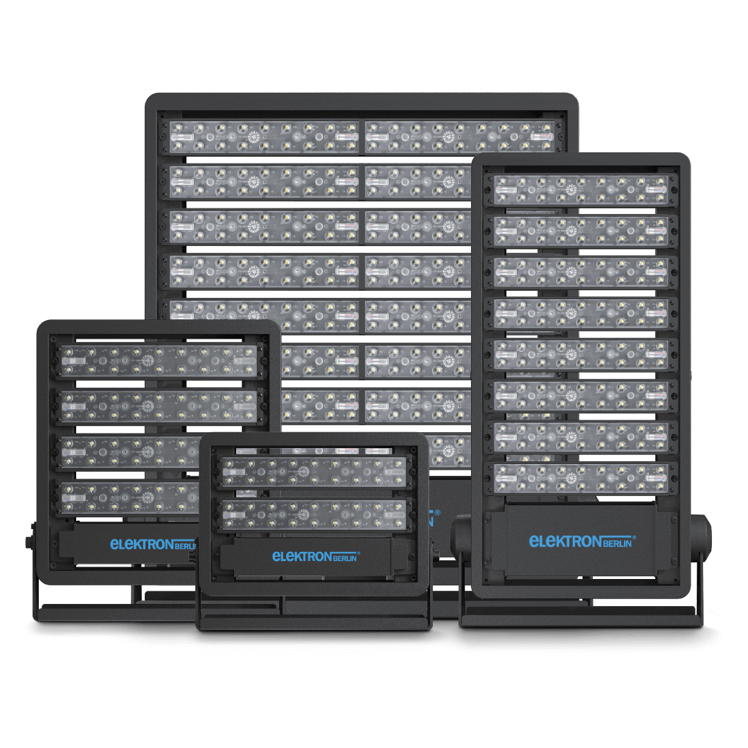 LED-Modul-Flaechenstrahler120-960w Produktgruppe der LED-Modul-Flächenstrahler von Elektron Berlin in verschiedenen Leistungsgrößen.